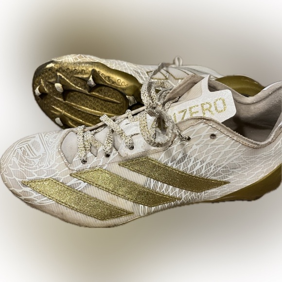 Adidas Adizero Electric Speed Exotic White and Gold Football Cleats Men Size 8.5 - Picture 2 of 5